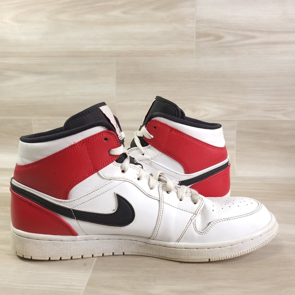 Nike Air Jordan 1 Mid White Black Gym Red 554724-116 Mens Size 13 CHICAGO REMIX